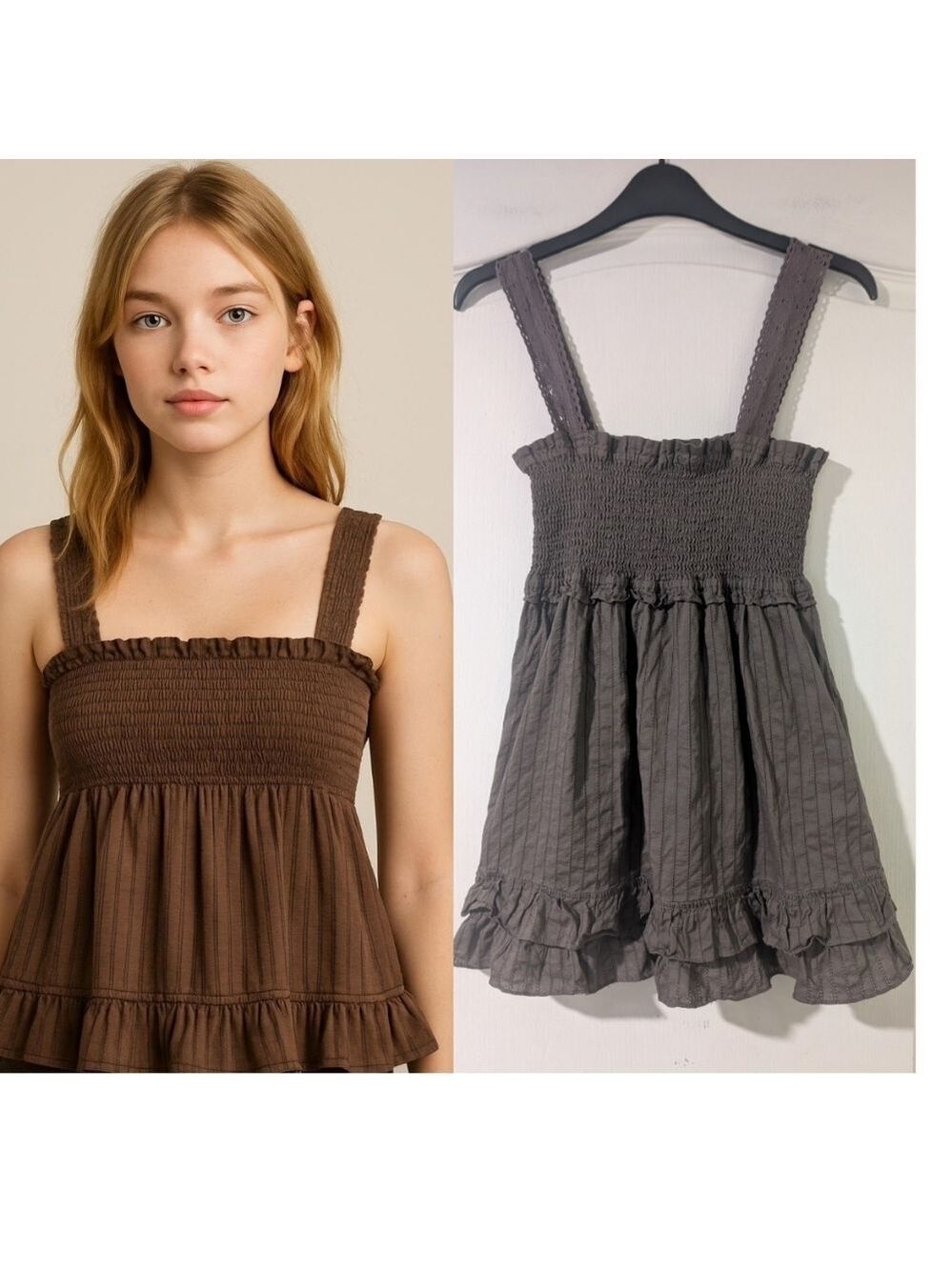 Bluenotes | Y2K Smocked Babydoll Tank Top